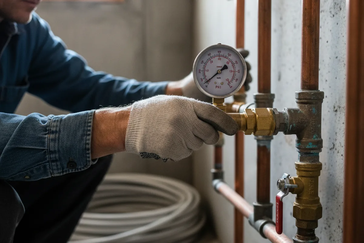 Pressure testing a repaired line during Water Line Repair in Pomona